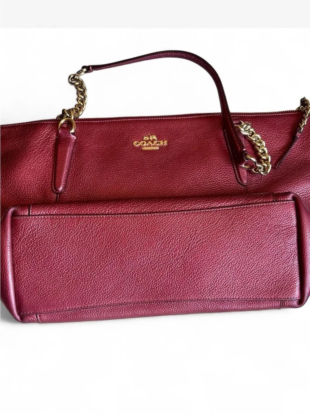 Coach Ava Chain Tote | Metallic Cherry / burgundy